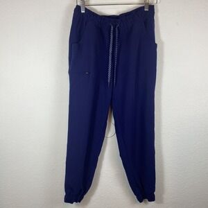 Jaanuu Size Medium Petite Jogger Scrub Pants Blue Pockets Cargo Nurse Medical‎